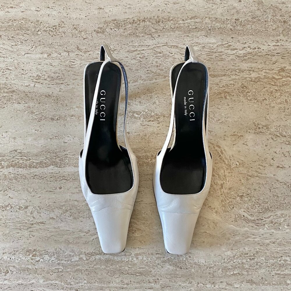 Vintage Gucci Tom Ford-era Rhinestone G Slingback Heels